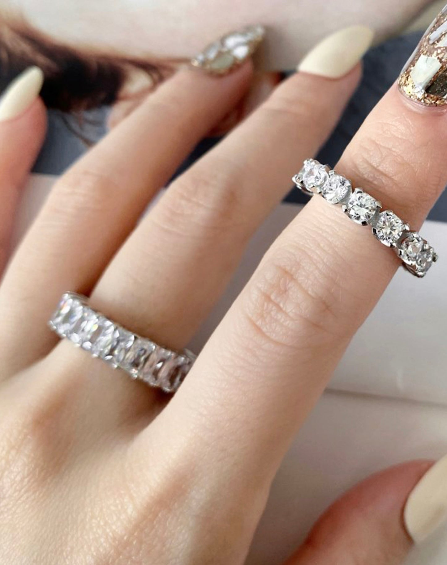 Round Crystal Silver Ring