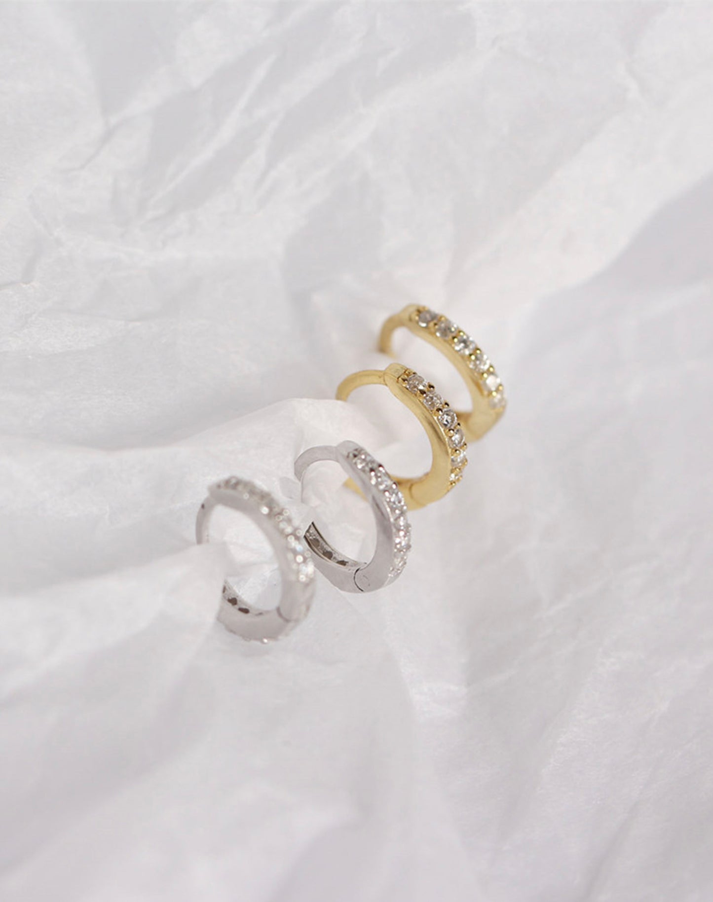 Astraea Diamond Huggies Silver Earrings