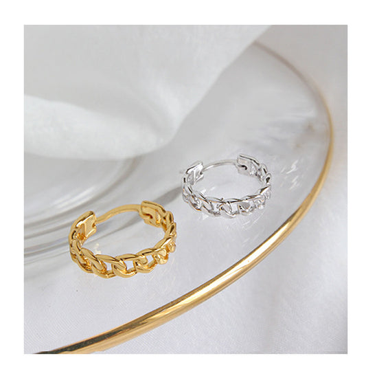 French Hoop Silver Earrings