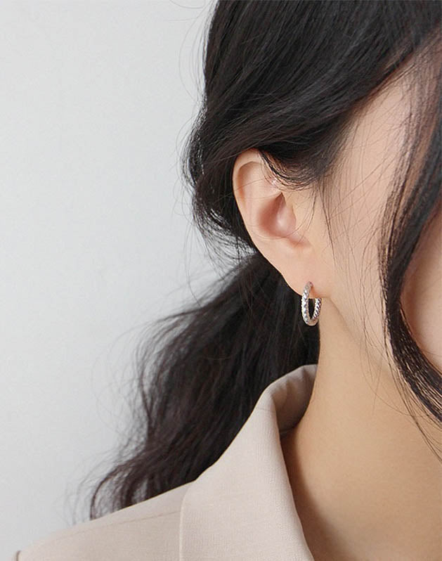 Sadie Hoop Silver Earrings