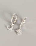 Stella Moon Silver Huggies Earrings