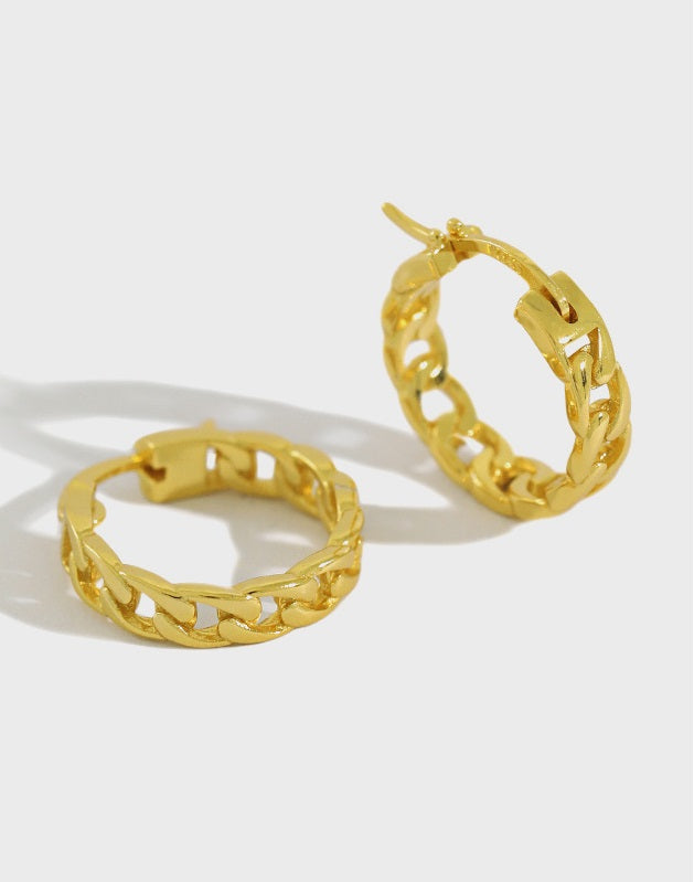 French Hoop Gold Earrings