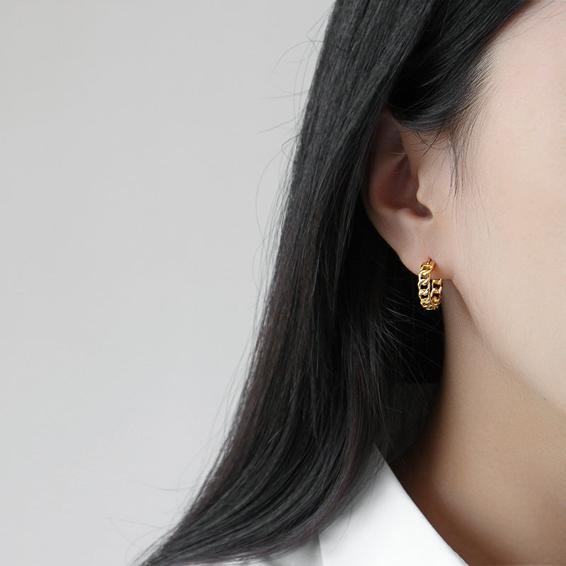 French Hoop Gold Earrings