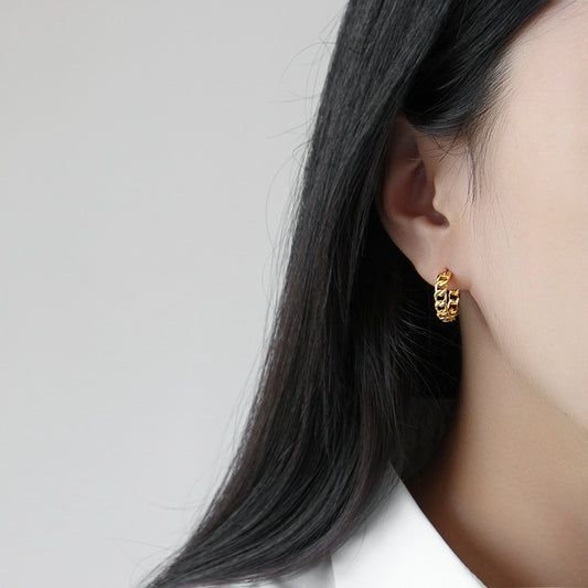 French Hoop Gold Earrings