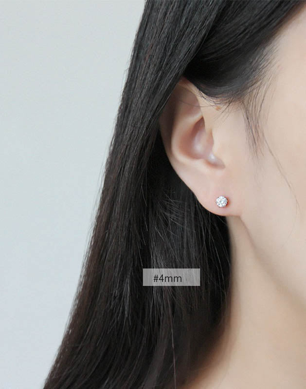 Diamond Stud Silver Earrings