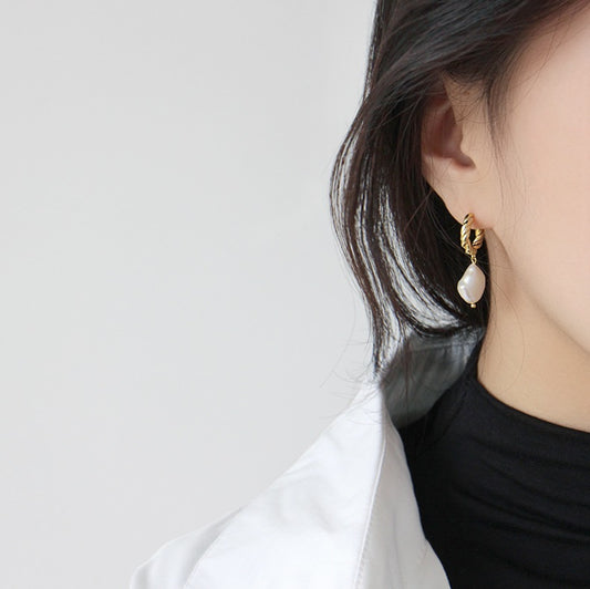 Baroque Freshwater Pearl Gold Earrings