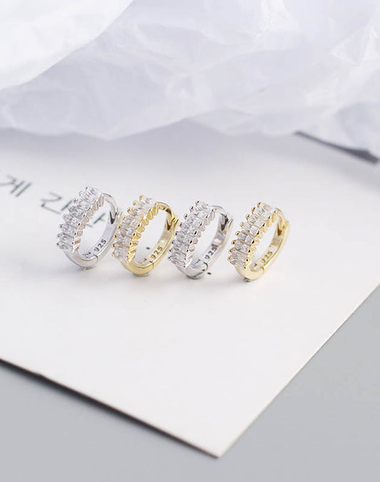 Nola Diamond Stone Huggies Silver Earrings