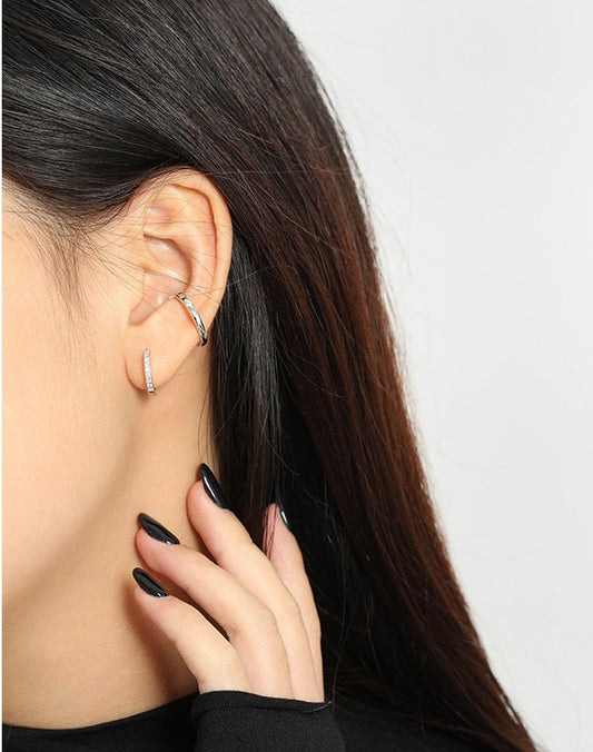 Astraea Diamond Huggies Silver Earrings