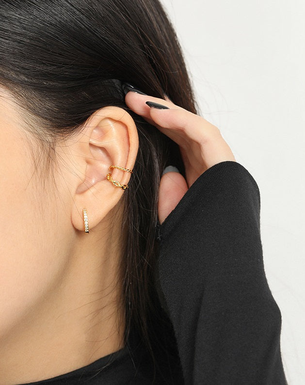 Astraea Diamond Huggies Gold Earrings