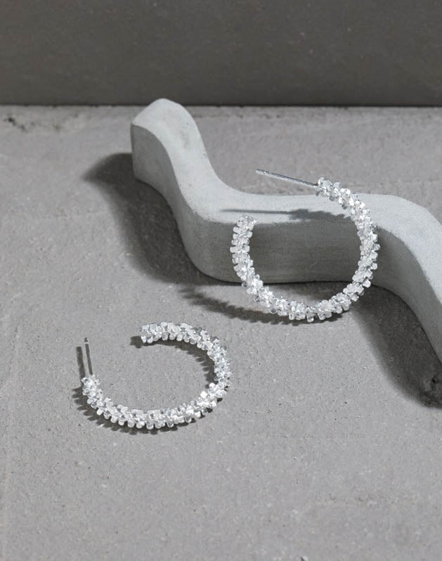 Stardust Hoops Silver Earrings