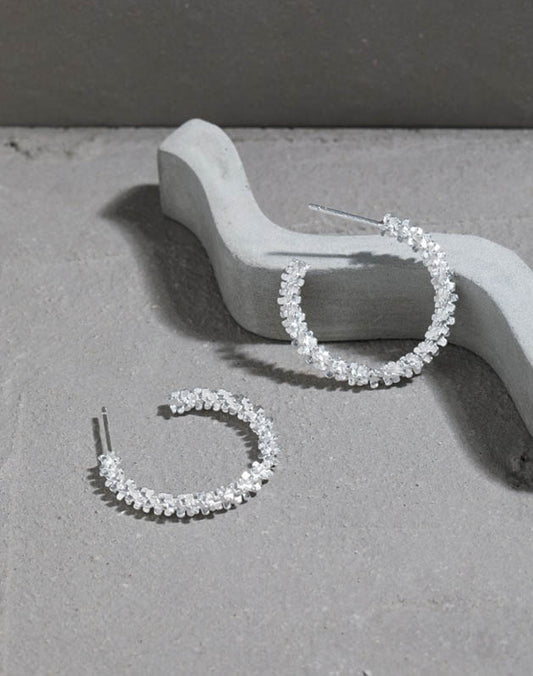 Stardust Hoops Silver Earrings