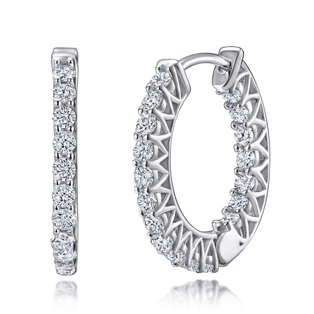 Crystal Hoop Silver Earrings