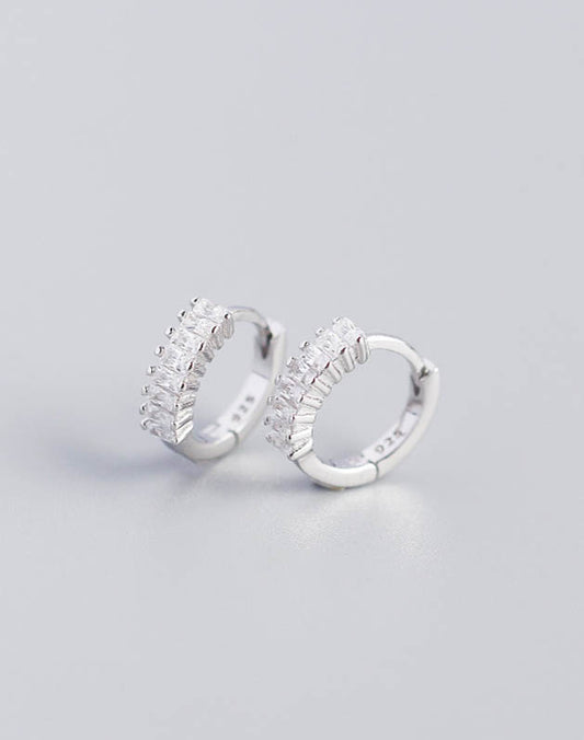Nola Diamond Stone Huggies Silver Earrings