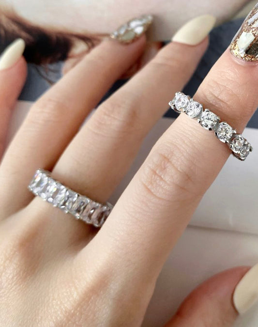 Round Crystal Silver Ring