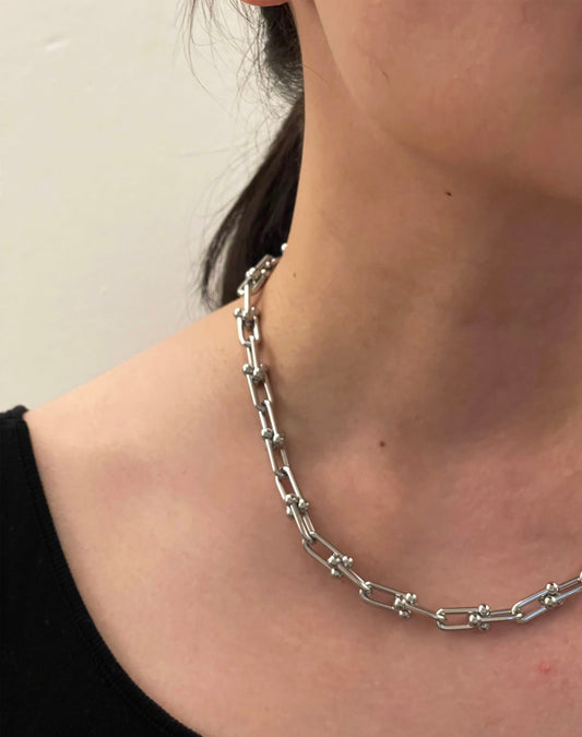 U Choker Silver Necklace