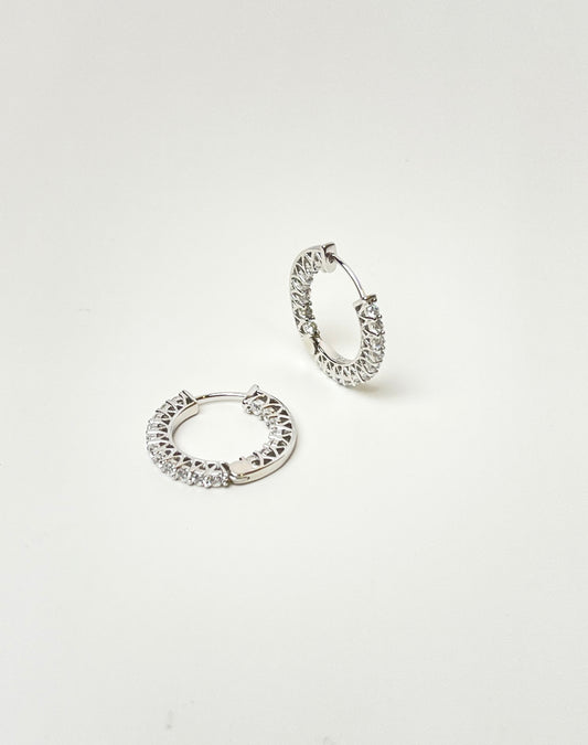 Crystal Hoop Silver Earrings