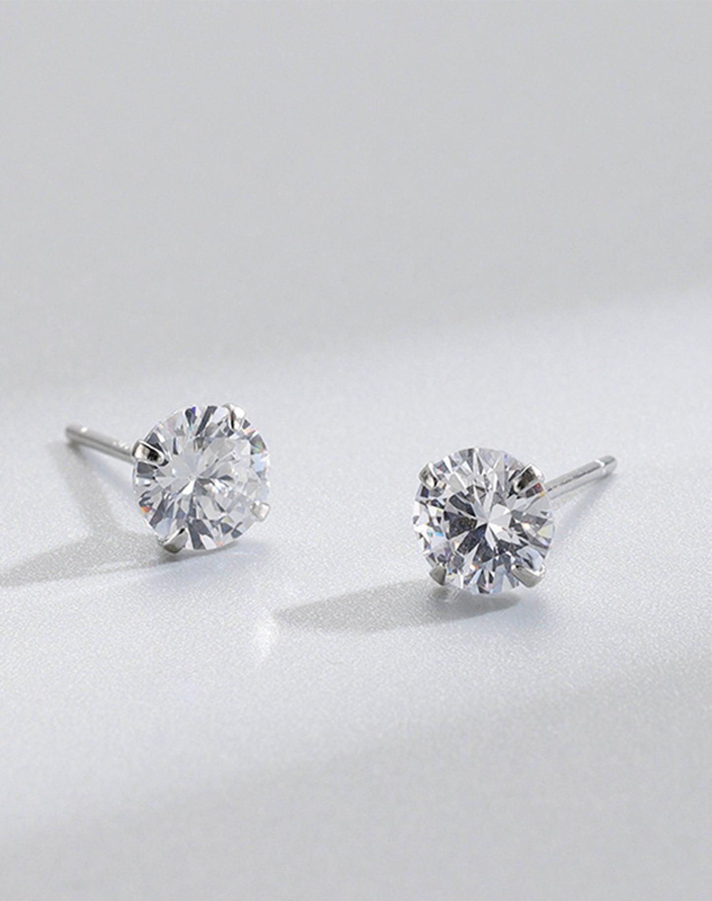 Diamond Stud Silver Earrings