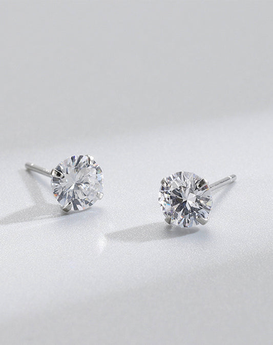 Diamond Stud Silver Earrings