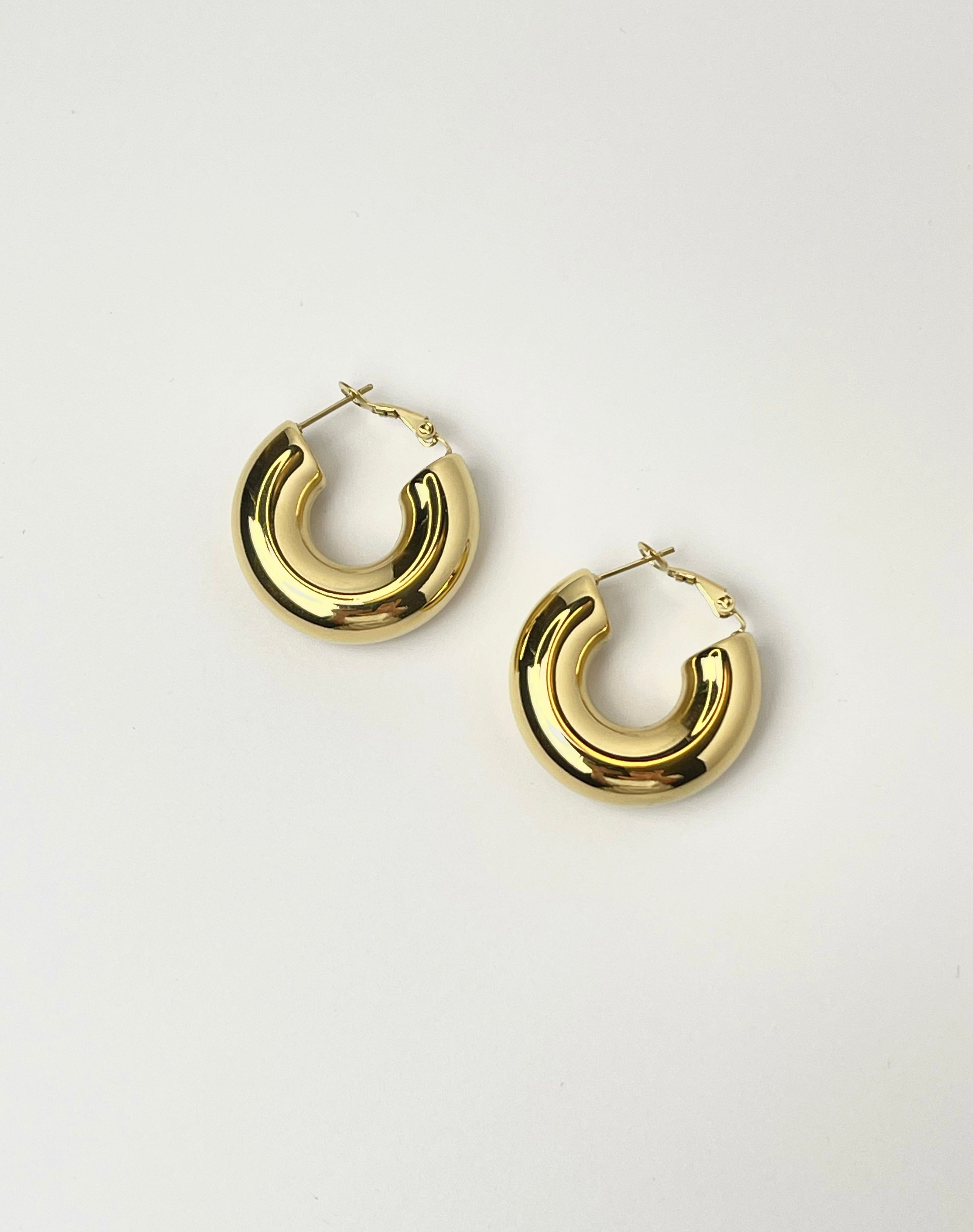 Chunky Hoop Gold Earrings