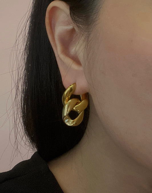 Double Loop Gold Earrings