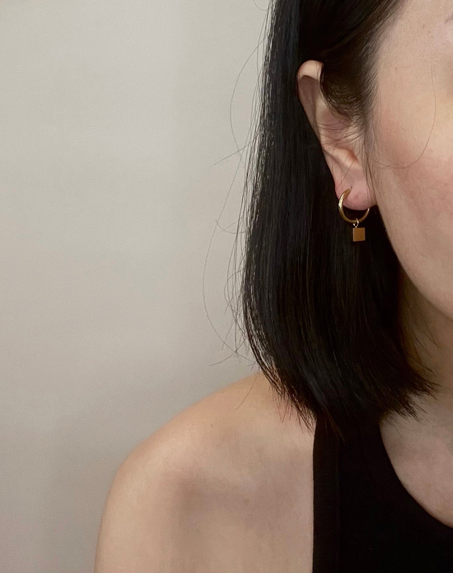 Cube Huggie Gold Earrings