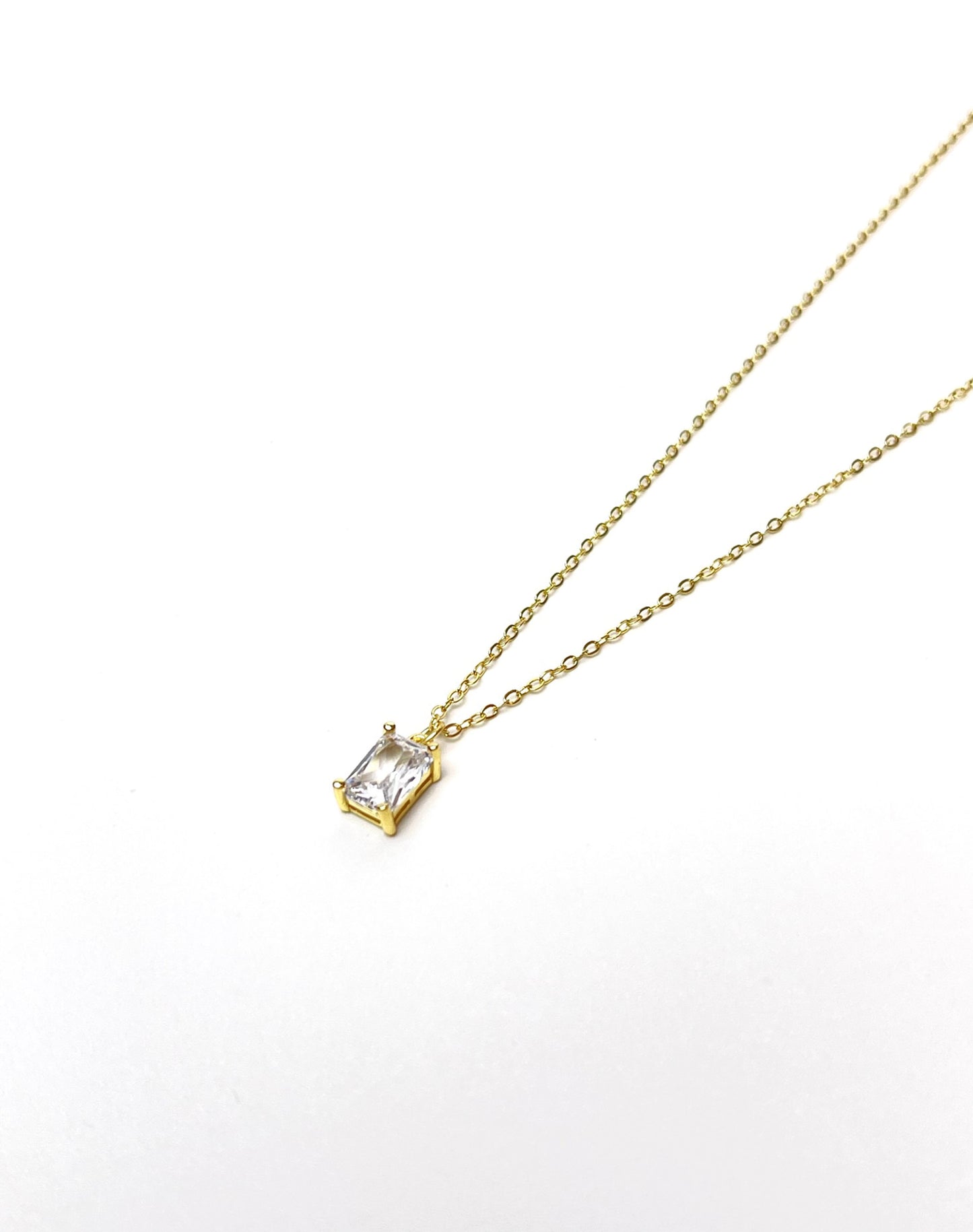 Rectangle Crystal Gold Necklace