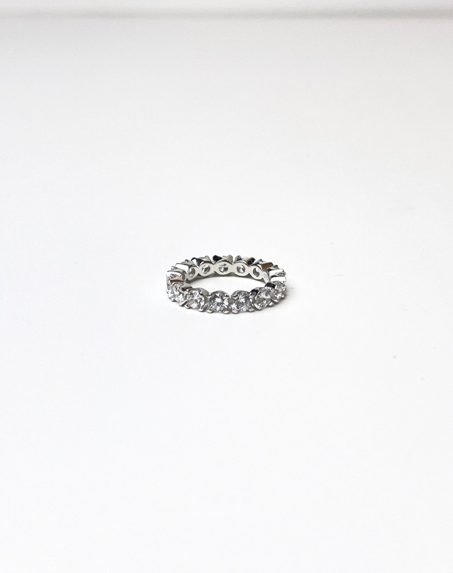 Round Crystal Silver Ring