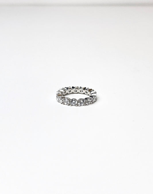 Round Crystal Silver Ring