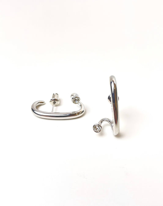 Harper Diamond Silver Earrings