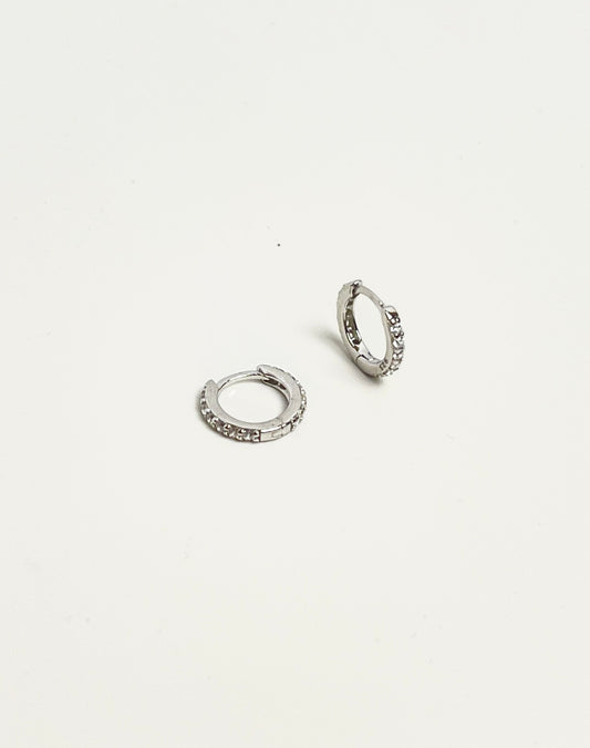 Astraea Diamond Huggies Silver Earrings
