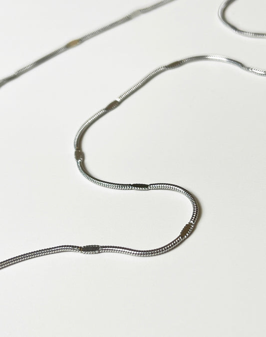 Box Flat Thin Silver Necklace