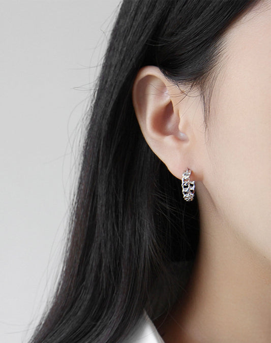 French Hoop Silver Earrings