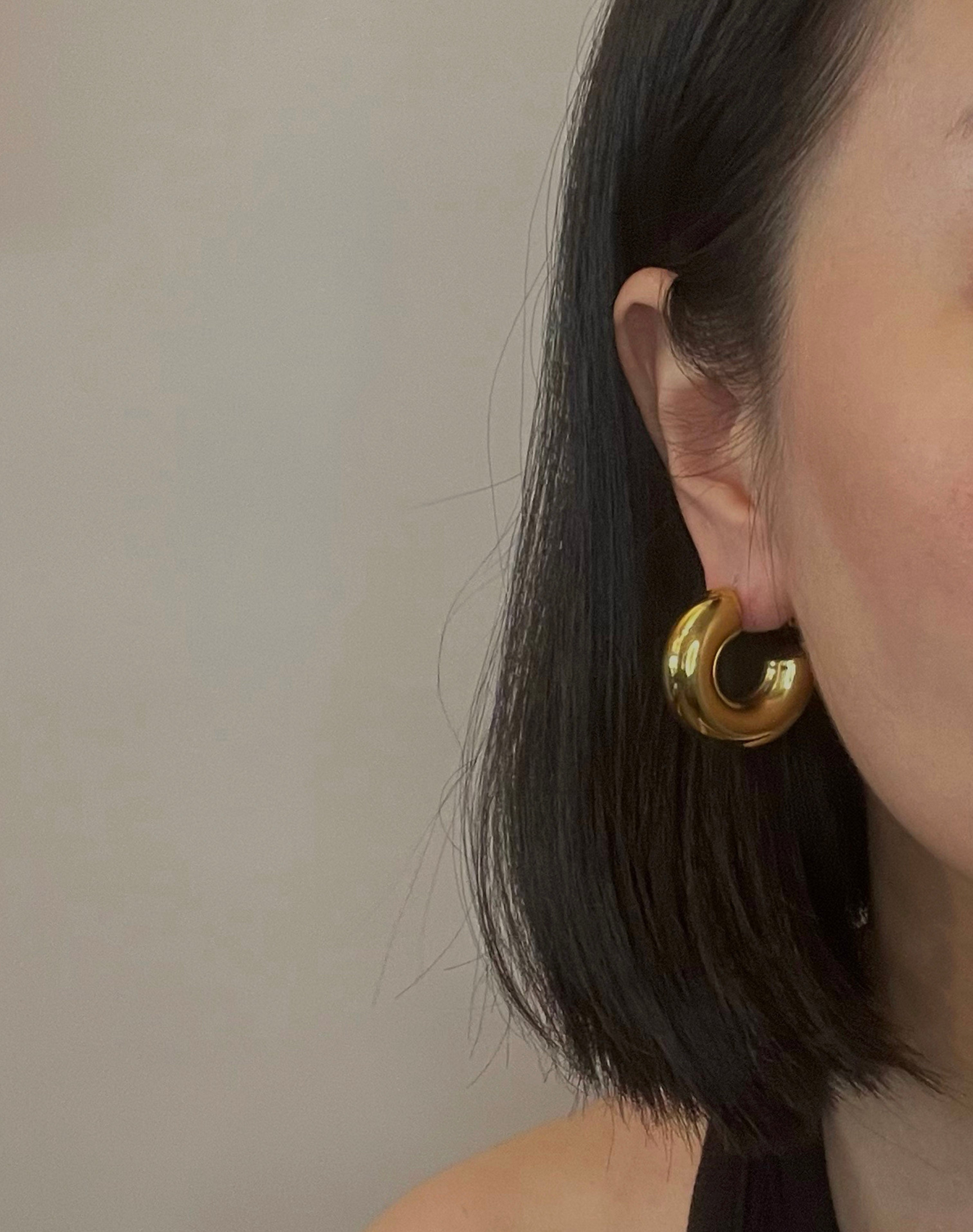 Chunky Hoop Gold Earrings