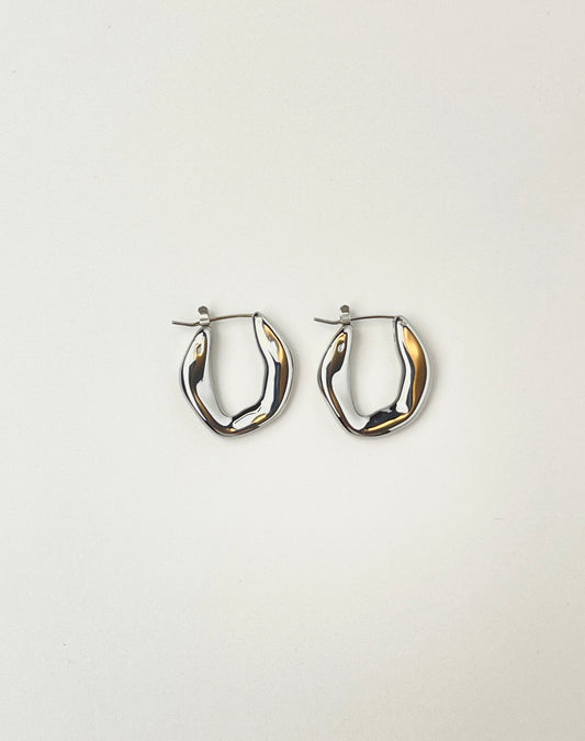 U Hoop Silver Earrings