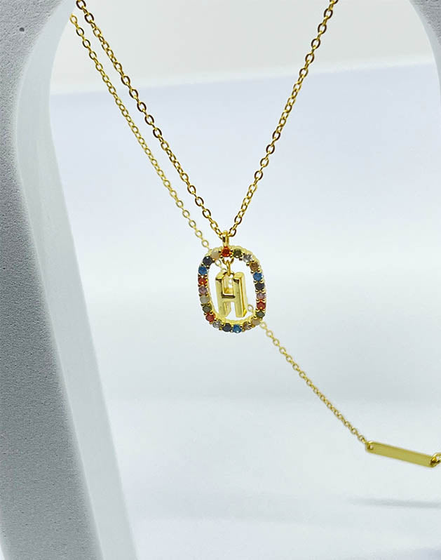 Pavé Mixed Crystal Color Gold Necklace