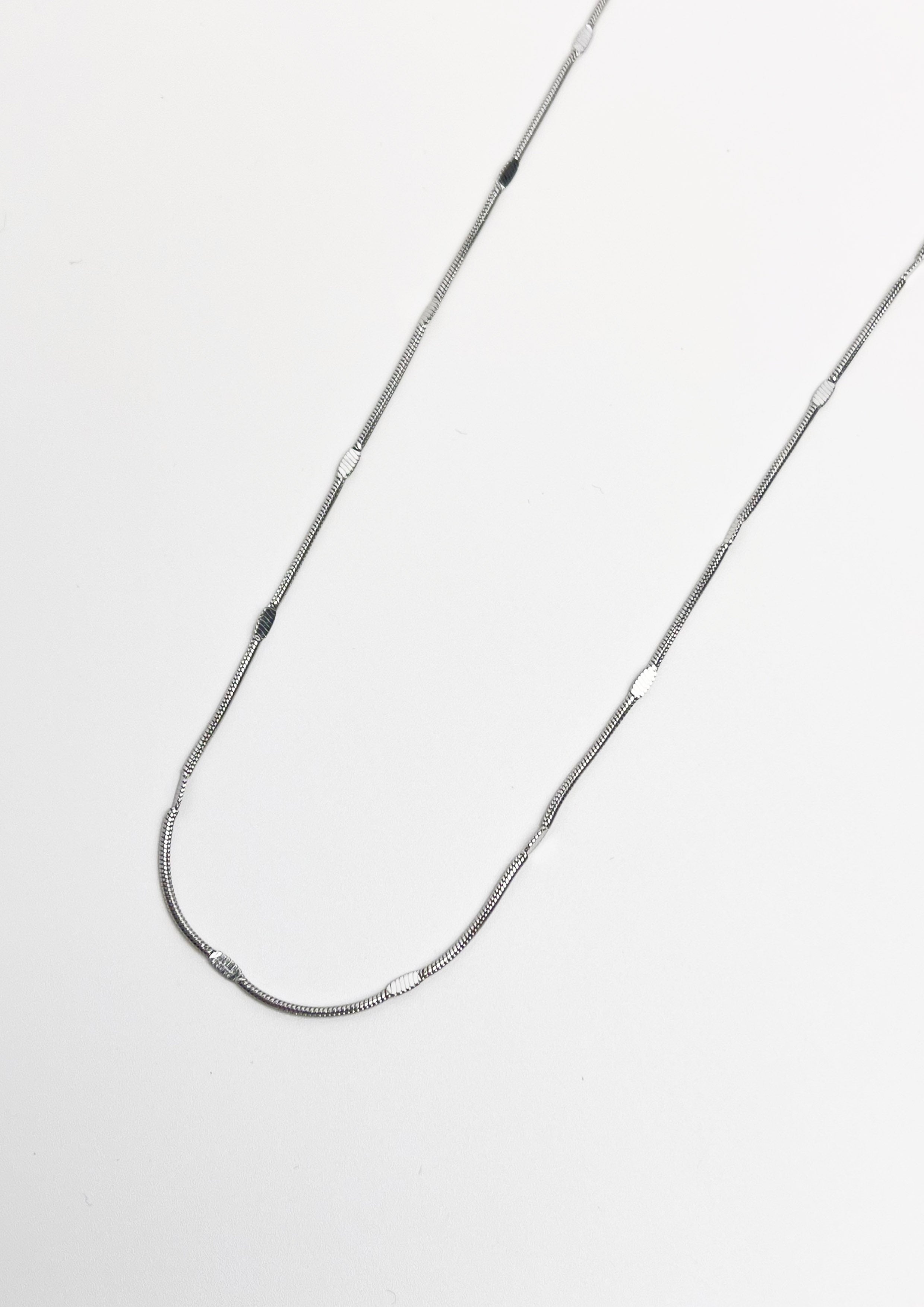Box Flat Thin Silver Necklace