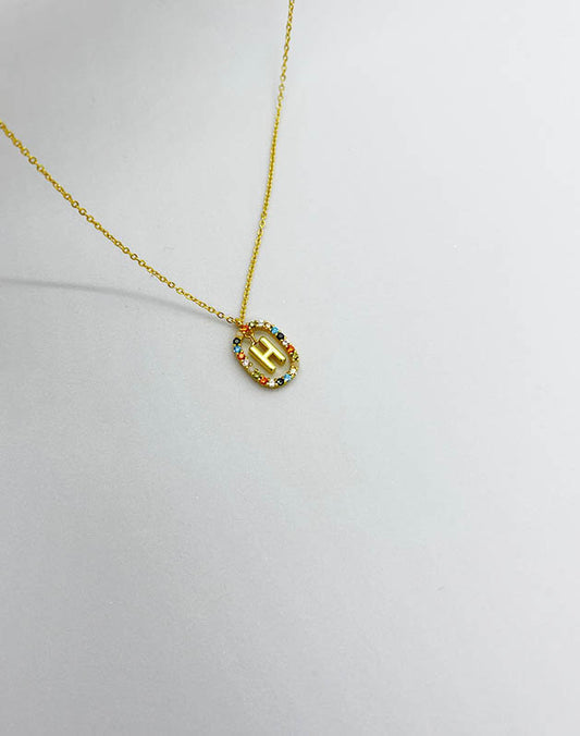 Pavé Mixed Crystal Color Gold Necklace