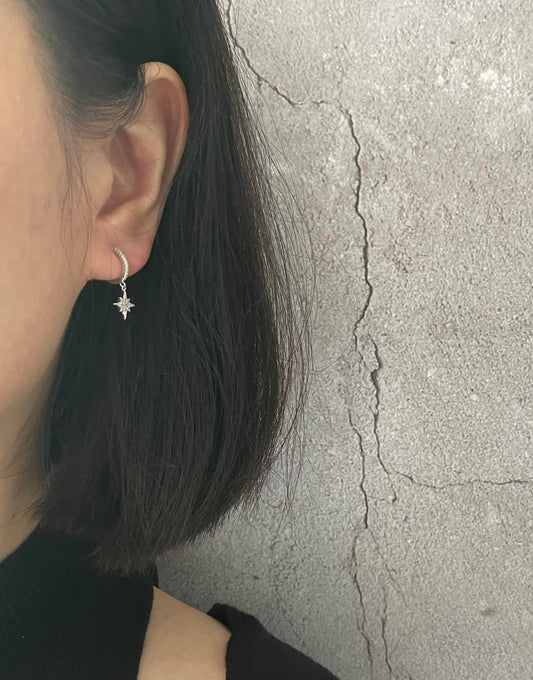 Stella Moon Silver Huggies Earrings